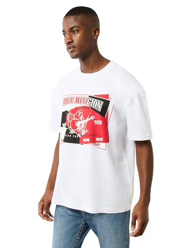 T-Shirt déchiré SRS True Religion avec graphisme moderne blanc taille 3XL