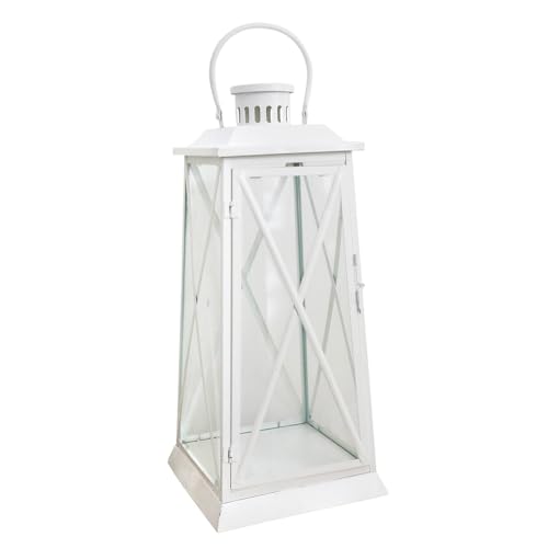 Laterne Harbour weiß aus Metall H50cm Metalllaterne Landhaus modern - Gross