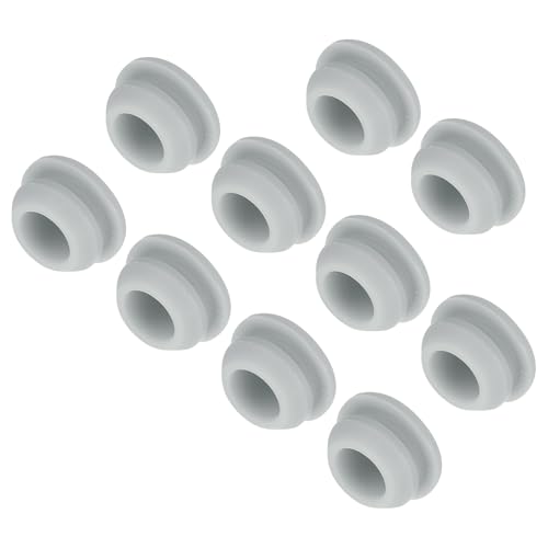 Image of MECCANIXITY 10pcs Silicone Snap in Locking Hole Plugs,10mm /0.4 Inch Mounting Diameter Narrow Groove Width 2mm Panel Seal Cover Round for Kitchen Bulkheads Waterproof Sealing Plugs Grey
