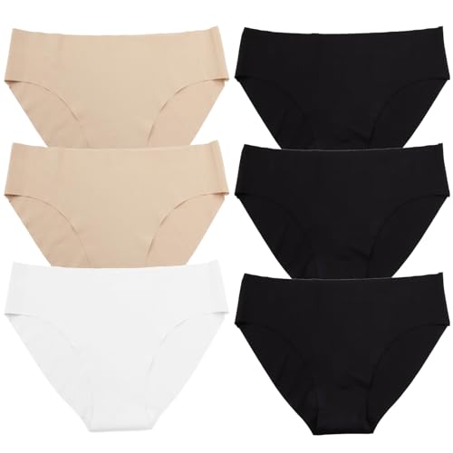 Lot de 6 slips sans couture taille basse Toocool T9011-B en maille extensible confortable