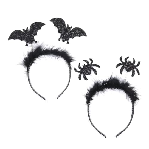 OUDQFCJ Diadema de morcego com peluche e efeito purpurina (2 peças) | diadema de vampiro | acessório de terror assustador para mulheres e homens | Halloween e carnaval
