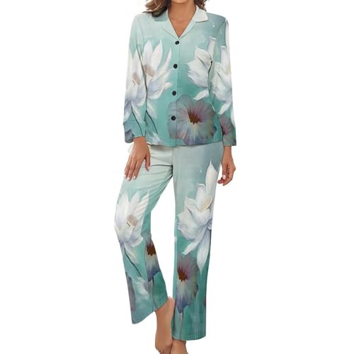 Pyjama femme de qualité supérieure en tissu doux avec haut méduse lotus chinois élégant