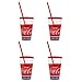Produktbild Snips, Coca-Cola Trinkgläser mit Strohhalm 0.5 L, Plastikbecher Set 4-teilig, Trinkbecher mit Strohhalm und Deckel Made in Italy 0% Bpa