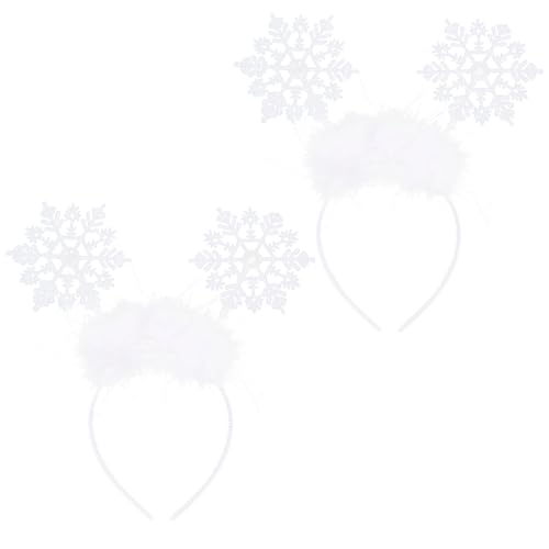 Uonlytech 2pcs Snowflake Headband Christmas Hairbands Snowflakes Hairhoop Cute Xmas Headbands Christmas Hair Accessories for women