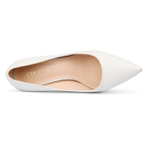Image of COLETER Women's 4 Inch Pumps Pointy Toe Wedding Dress Shoes Slip on Stiletto Pumps