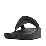 FitFlop Women's Lulu Opul-Trim Leather Toe-Post Sandals Black 8