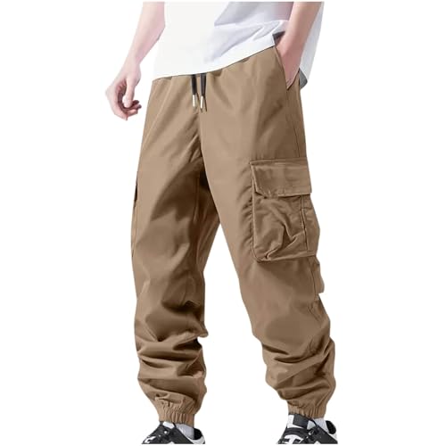 Cargo Pants for Men Fashion Y2k Multi Pockets High Street Trousers Elastic Waisted Outdoor Hiking Straight Leg Sweatpant
