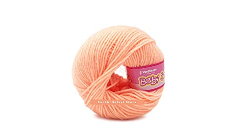 Image of Vardhman BabySoft Knitting Yarn | 100% Acrylic Wool | 4 Ply | Thin Knitting & Crocheting Hook Thread & Lightweight | Special Baby Wool | 150 Grams (6 Balls of 25g) | Machine Washable | Ideal for Blankets, Hats, Booties Ultra-Soft for Baby Sweaters, Blankets, Caps, Socks, Soft toys, Art & craft | Available in multicolors - (BBL012 - Peach)