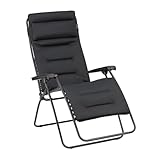 Lafuma MOBILIER - Fauteuil Matelassé Relax Zéro Gravité RSX Clip XL - Chaise Longue Multiposition Pliante Jardin et Intérieur - Toile AirComfort® Résistante - Tout Confort, France - Noir Acier