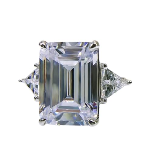 Bague en argent 925 d'exception sertie d'un grand diamant de carbone carré
