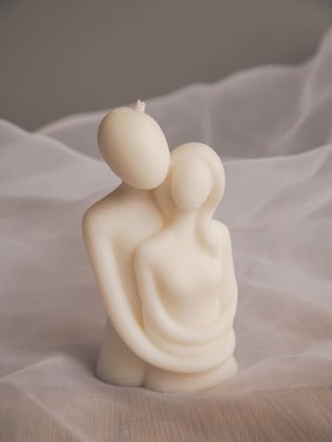 Image of Couple Candle, Decorative Figurine Candle, Cream White, Romantic Embrace Design