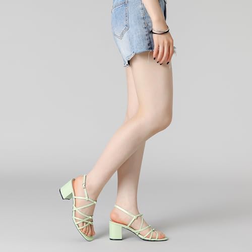 Allegra K Women's Square Toe Knots Ankle Strap Chunky Heels Sandals4