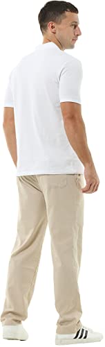 HOEREV Men Casual Strandhosen Leinen Hose- Gr. XXXL (Taille 45-47 zoll), Beige