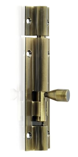 Image of Plantex Stainless Steel Tower Bolt /Tower Bolt for Home,Offices Doors and Windows /4 Inch Tower Bolt for Main Door /Door Latch /Kundi /Chitakini /Door Latch for Windows - Pack of 1 (Brass Antique)