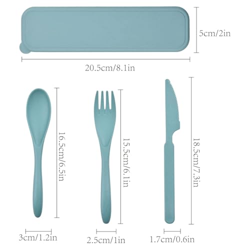 Image of 2 Sets Reusable Cutlery Set with Case, Travel Cutlery Set, Portable Plastic Forks Set for Picnic School Office Lunch (Multicolor)