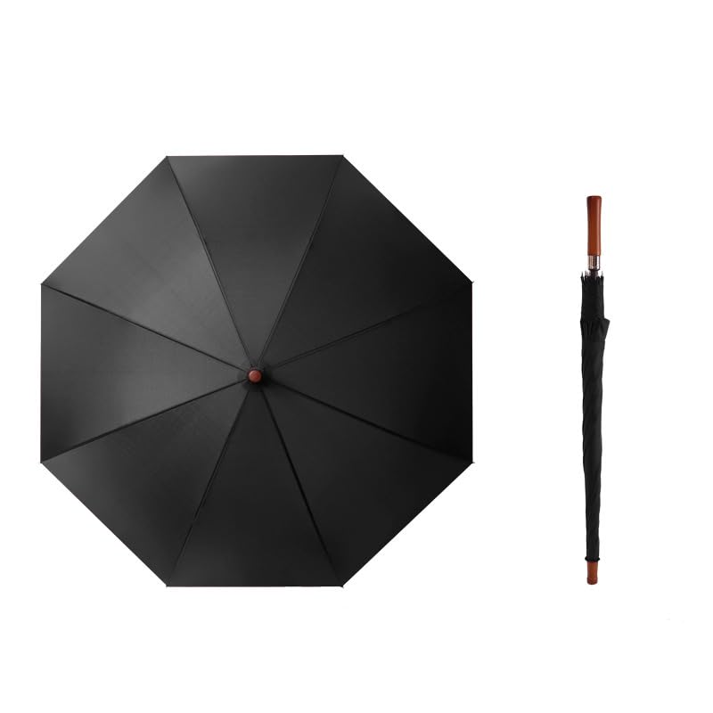 RENEESME Umbrellas for Rain Wooden Handle Automatic Long Handle Umbrella Large Umbrella Business Umbrella Strong Umbrella for Wind and Rain(A)
