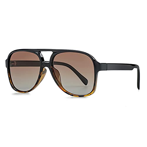 Image of Polarized Classic Vintage Aviator Sunglasses for Men Women Large Frame Retro 70s Sunglasses