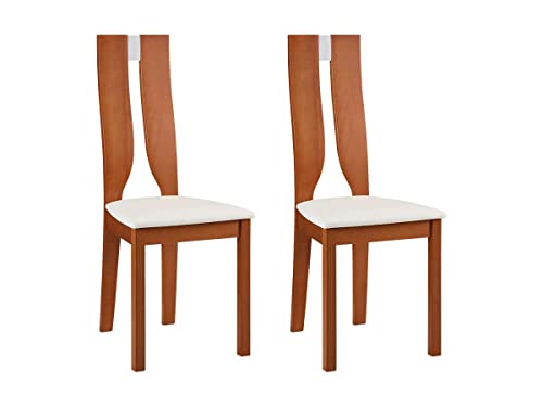 Vente-unique Lot de 2 chaises Silvia - Hêtre Massif - Merisier et Blanc
