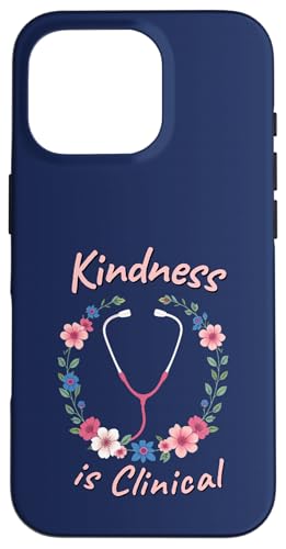 Kindness is Clinical Nurse フローラル聴診器 リース 引用 スマホケース iPhone 16 Pro 用