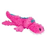 goDog Gators Squeaky Plush Dog Toy with Chew Guard Technology, Durable Fabric & Squeaker for Active Play, Pink, Large