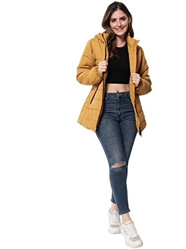 Image of KOTTY Women Nylon Peach Pink Solid Puffer Jacket