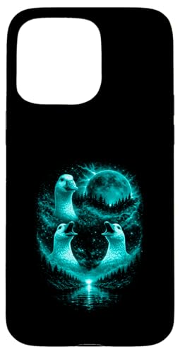 Funny 3 Howling Silly Goose At The Ice Blue Full Moon �����Y �X�}�z�P�[�X iPhone 15 Pro Max �p