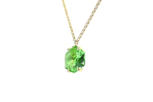 Collier en tourmaline verte 14 carats et pendentif hexagonal - 3