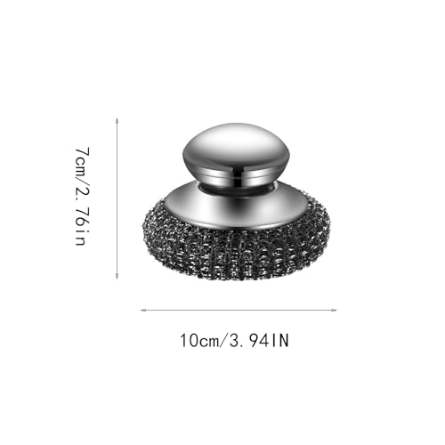 Image of 2 pcs Steel Wool Scrubber with 2 Replacement Wire Pads, Stainless Steel Scrubber Dish Scrub Brush with Handle, Multipurpose Kitchen Cast Iron Scrubber for Pots, Grills,Ovens,Other Tough Cleaning Jobs