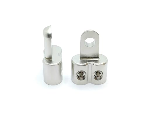 AVANKI Ring Terminal Connector Aluminum Alloy with Nickel Plated Dual 4 to 4 Gauge Wire 2Pcs, Silvery