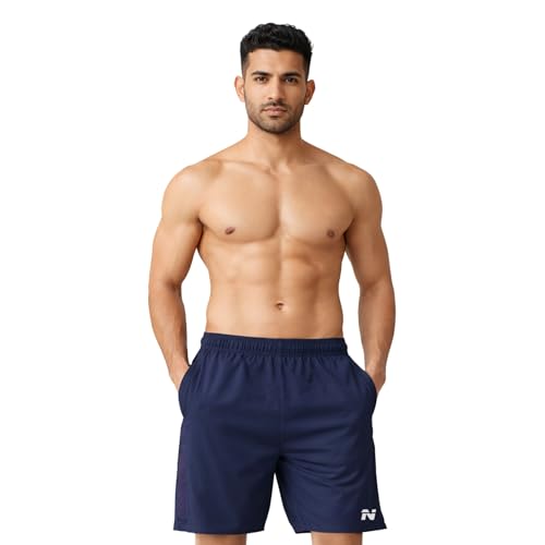 Image of NINQ Mens 2 Pack Polyester Yoga Short Men Summer Running Gym Sports Shorts with Pockets Shorts for Men