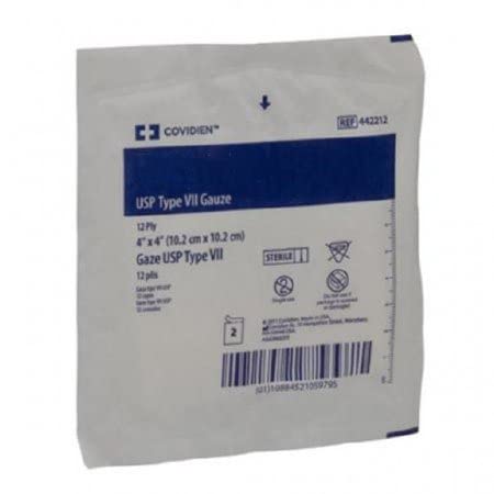 SurgiMac First Aid Gauze Sponge, 100% Cotton Woven, 12-Ply, 4 x 4 inch Sterile, 2-Pack, for Minor Wound Care