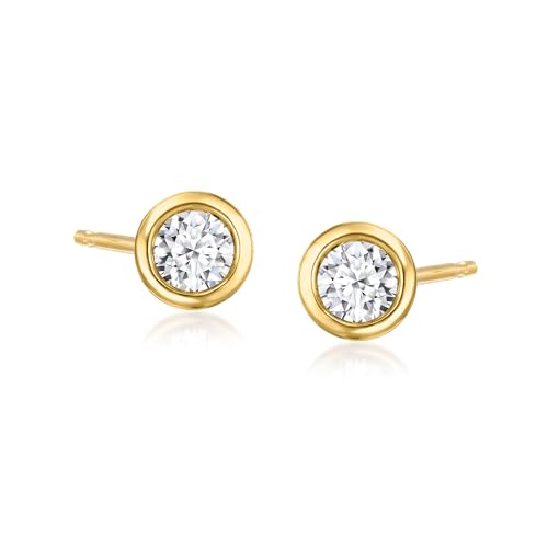 Ross-Simons 0.20 ct. t.w. Bezel-Set Lab-Grown Diamond Stud Earrings in 18kt Gold Over Sterling