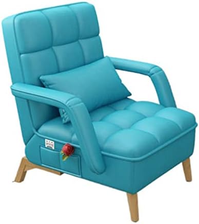 Sofa Chair Convertible Sofa Bed with Ottoman PU Leather Sleeper Chair with Pillow High Rebound Sponge Couch Solid Wood Legs Single Seat with Stool Perfect for Compact Living Space