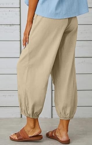 Women's Casual Beachy Drawstring Pants Plus Size Tapered Slacks Christmas Elasic Trousers2