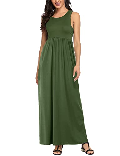 Image of Lacavocor Womens Summer Maxi Dress Tank Top Sleeveless Long Dresses