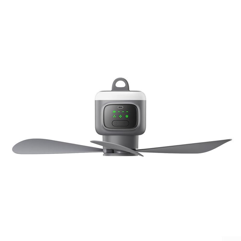 Ventilatore for campeggio Ricaricabile,Ventilatore Soffitto Portatile | 12000mAh con Telecomando,4 e 3 Timer,Ventola Silenziosa per Campeggio,Tenda e Camera da 45 cm Ricaricabile Nera