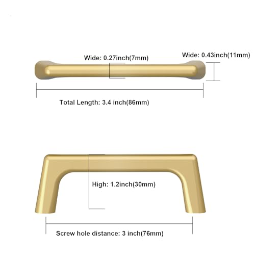 Image of Asidrama 10 Pack 3 Inch(76mm) Gold Cabinet Pulls Cabinet Handles Cupboard Handles Kitchen Cabinet Hardware for Cupboard Drawer Pulls