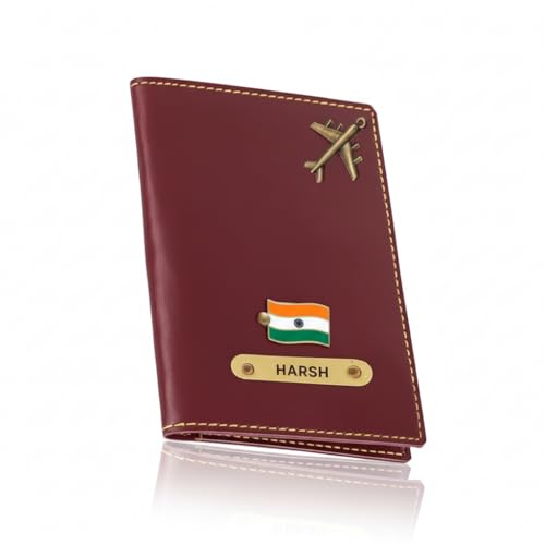 Image of Personalised PU Leather Passport Cover with Name | Customized Passport Holder & Card Organizer | Stylish Unisex Travel Wallet & Gift for Men & Women - Premium Gift Edition