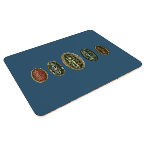 Set de table bleu en liège grand format x4 au design mollusques