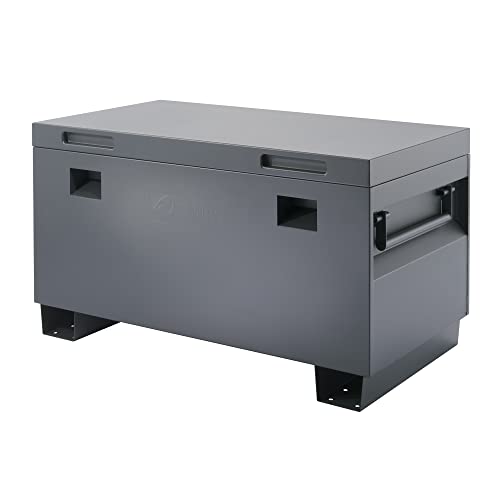 TRINITY Reinforced Steel Job Site Storage Box for Construction, Garages, Power Tools, Powder Coated Finish, 45 Inches, Gray
