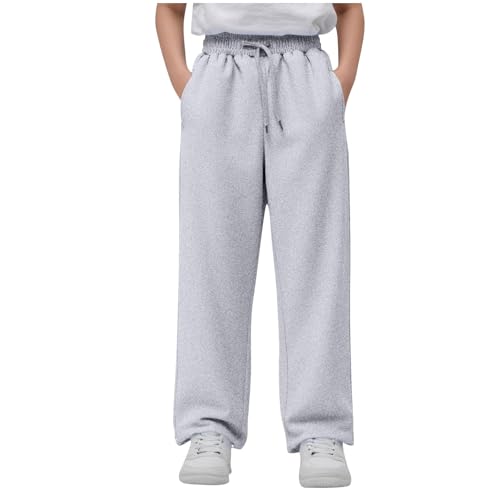 Kids Straight Leg Joggers Sweatpants Elastic Waist Casual Cotton Athletic Pants with Pockets for Girls Boys 5-16 Years