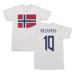 SWEET LEMONS Norway Pride Odegaard 10 Two-Sided Jersey Style Unisex T-Shirt (White, Medium)