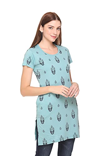 Image of In Love Women's Printed Cotton Plus Size Longline T-Shirt Half Sleeve with Pockets Pack of 2