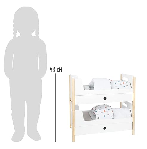 small foot Puppenhochbett Little Button, mit Bettkastenfächern zum Verstauen von Puppenzubehör, ab 3 Jahren, 11811, Klein