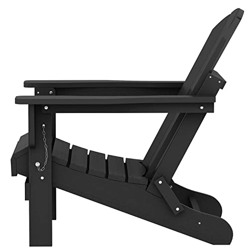 Serwall FOLDING BLACK Adirondack Chairs Patio Chairs Lawn Chair Outdoor Weather Resistant thumb #10