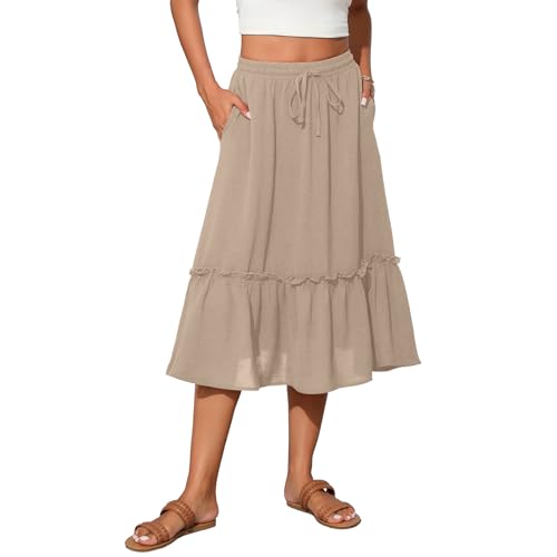 Image of Witsmile High Waist Tiered Skirts for Women Flowy Skirts for Women Long Length with Pockets 2026 Fashion Trendy
