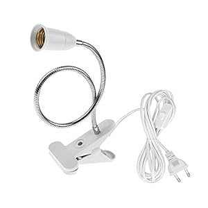 E27 Douille Ampoule à Pince avec Interrupteur,Base de Lampe de Table à LED avec Col de Cygne 360 Degrés,Clip-Sur Base de Lampe avec 2.2M Câble, pour Plantes,Aquariums,Table, Maquillage,Lecture