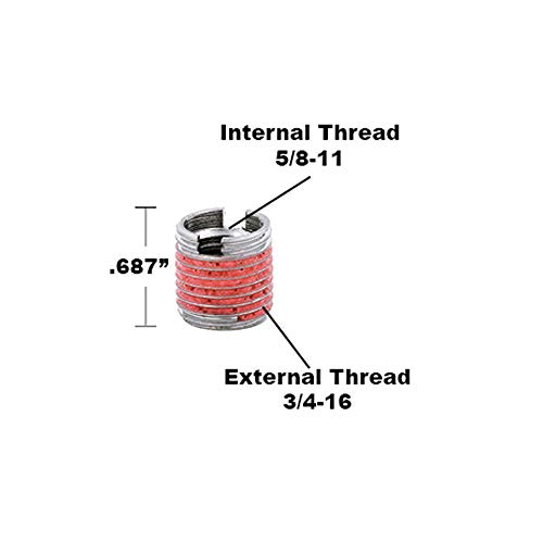 Image of E-Z LOK Threaded Insert for Metal Thin Wall 303 Stainless Steel Thread Inserts 5 /8-11 x 3 /4-16 Pack of 1