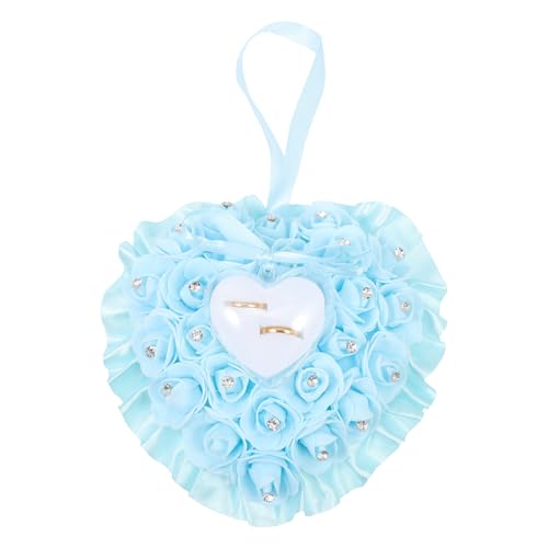 Alipis Coussin Mariage Alliance de Cœur Rose Élégant Rangement pour Bague de Mariage Romantique en Mousse et Plastique Décoré de Strass