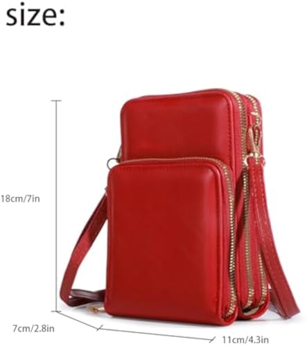 Cherishion Leather Small Crossbody Bag for Women, Mini Messenger Shoulder Handbag, Multi-Compartment Phone Wallet Bag2